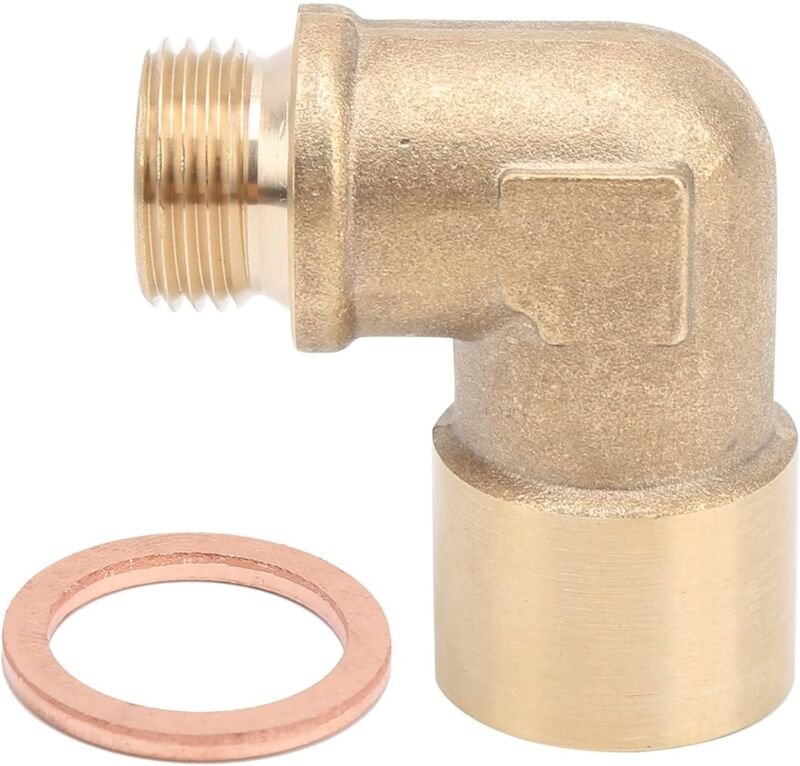 Aougo - Sauerstoffsensor-Adapter, M18 x 1,5 90-Grad-Sauerstoffsensor-Verlängerung, Messing-Verlängerungs-Abstandshalter-...