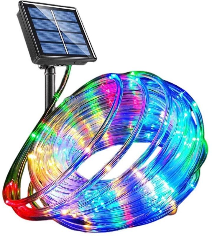 12 Meter lange LED-Lichterkette mit 100 solarbetriebenen LEDs, 8 Farbmodi, Lichtröhre, wasserdichter Lichtstreifen