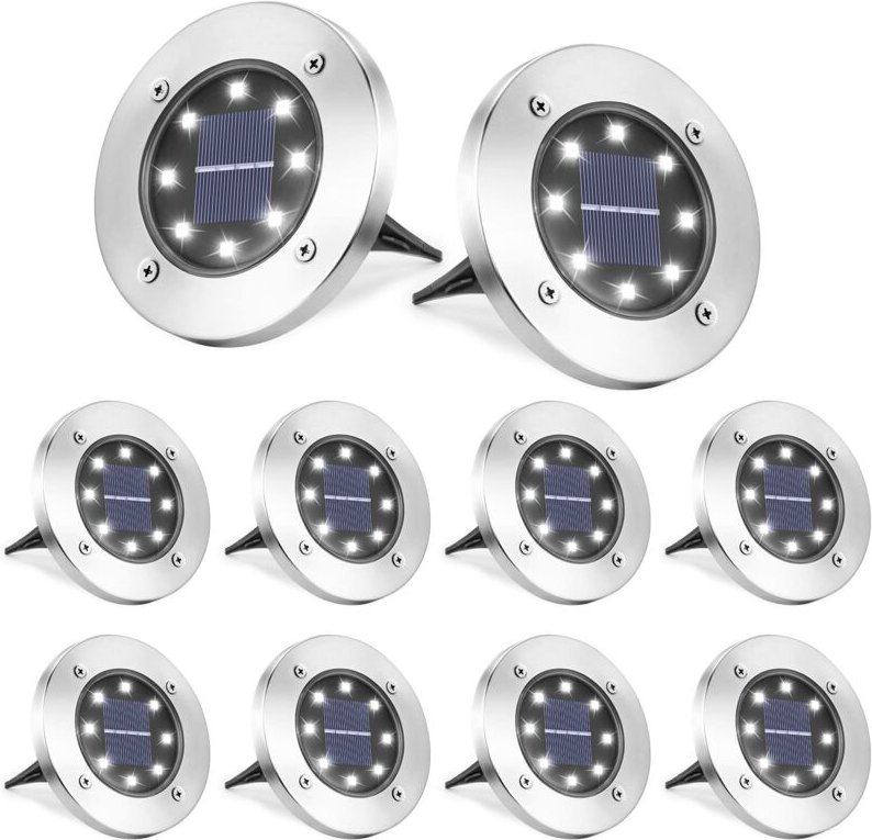 8 Stück LED-Solarleuchte für den Außenbereich – Solarlampen für Garten und Boden – kühles weißes Rasenlicht npterbl