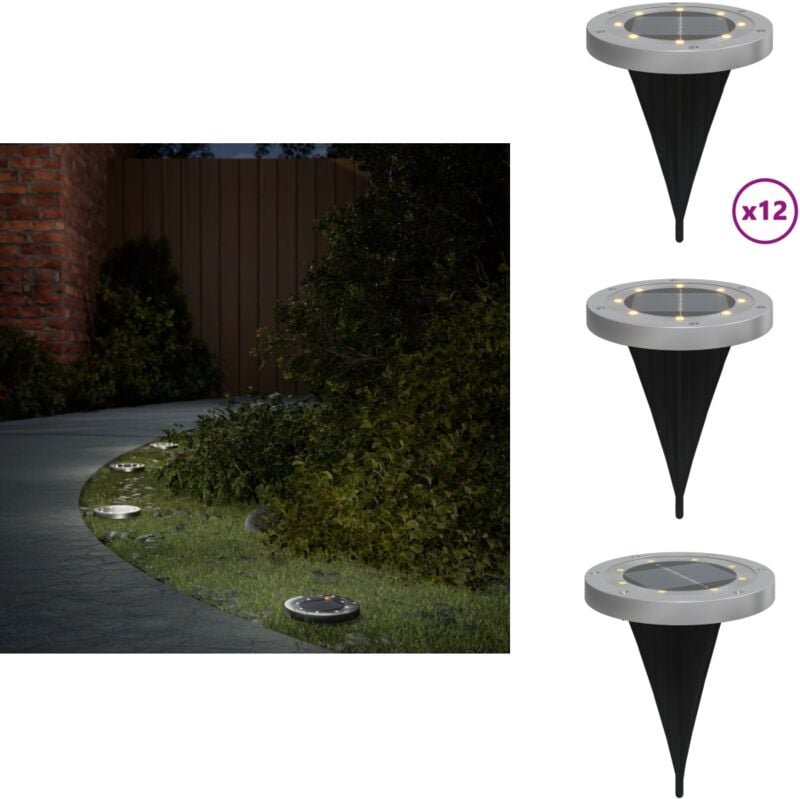 Solar-Bodenleuchten mit Erdspieß 12 Stk. Warmweiß - Solarlaterne - Gartenbeleuchtung - Außenscheinwerfer - LED-Strahler ...