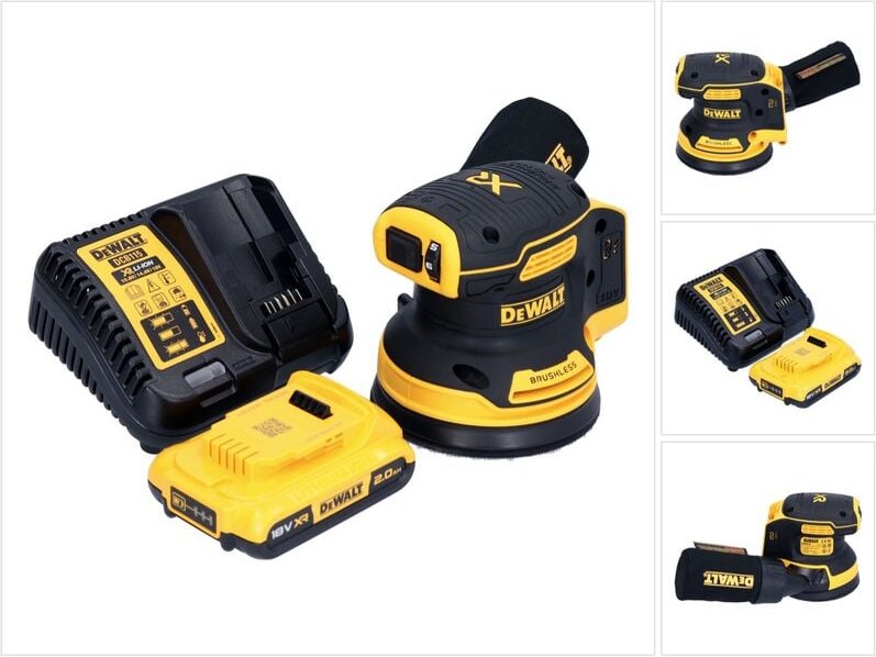 DeWalt DCW 210 D1 Akku Exzenterschleifer 18 V 125 mm Brushless + 1x Akku 2,0 Ah + Ladegerät