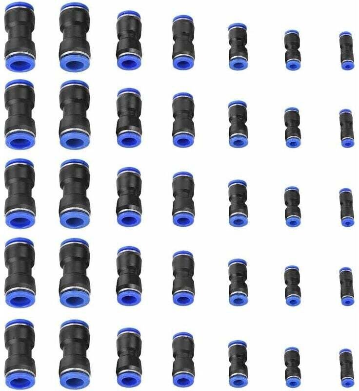 Pneumatikverbinder, 35 Stück, blau, gerade, aus Kunststoff, Schnellkupplungen für Druckluft, Rohrverschraubungen, Außend...