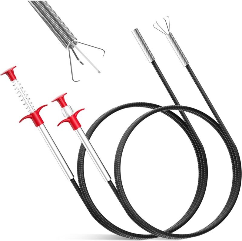 Jalleria - 200cm/90cm Krallengreifer, flexibler Krallengreifer, Rohrreinigungsspirale, Abflussreinigungsspirale, Abfluss...