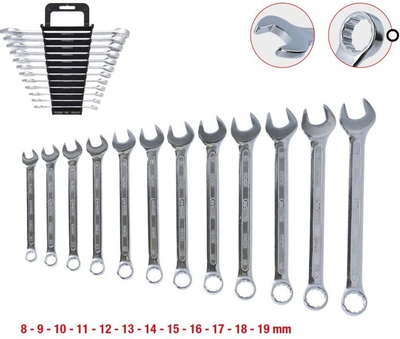 Thumbnail - Ks Tools 517.0052 Ring-Maulschlüssel-Satz 12teilig Schlüsselweite (Metrisch) 19 mm