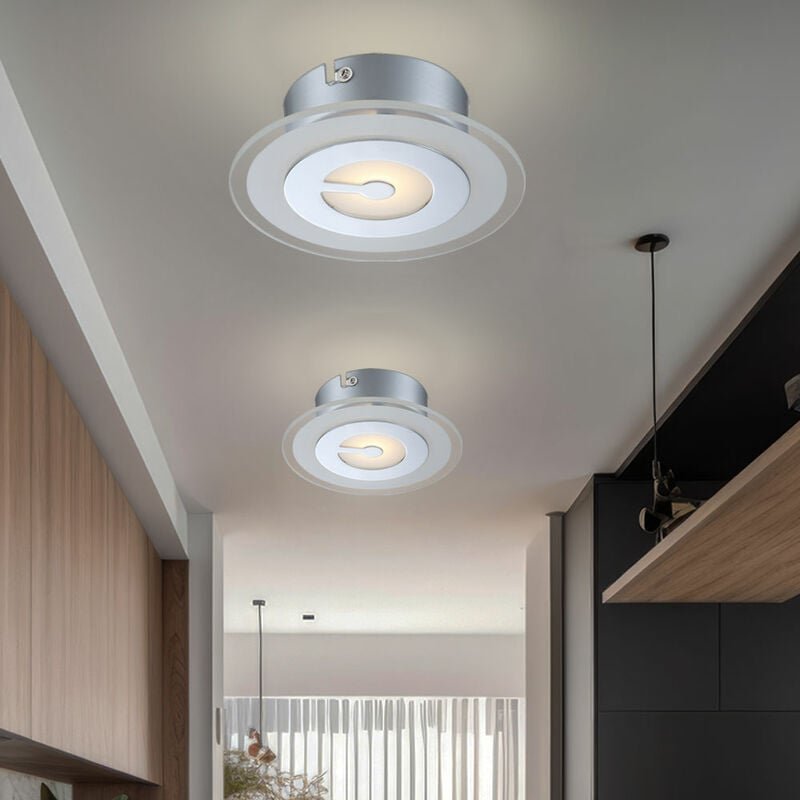 Deckenlampe led Deckenleuchte rund Flurlampe chrom Küchenleuchte, Glas teilsatiniert, 5W 400lm warmweiß, DxH 16x5,2 cm, ...