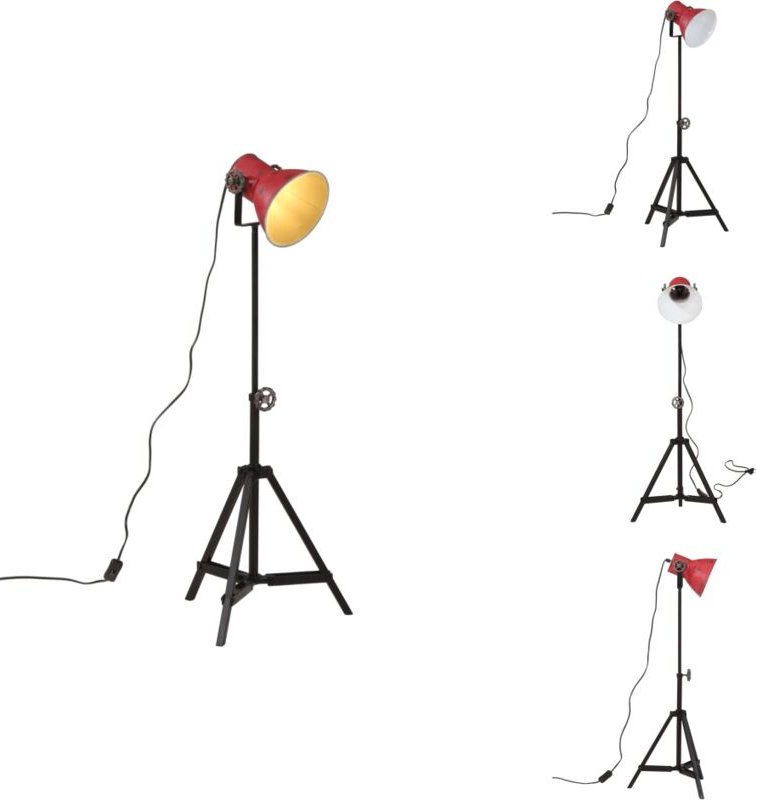Stehleuchte 25 w Rot 35x35x65/95 cm E27 - Industrielampen - Stehlampe - Wohnraumleuchte - Eisenleuchten - Rote Leuchte