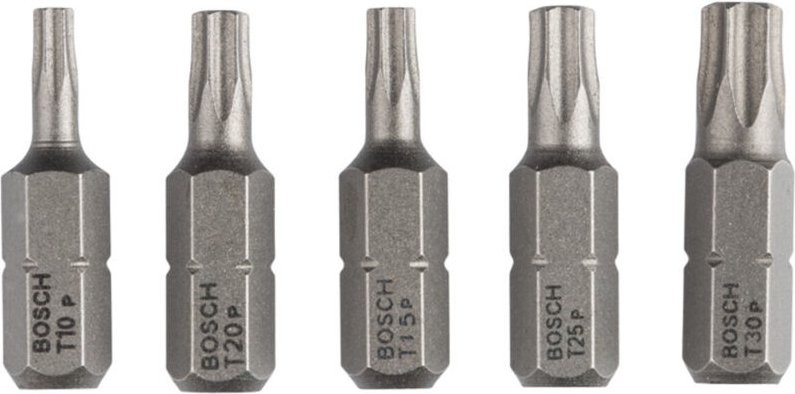 Schrauberbit-Set Extra-Hart (Torx), 5tlg. T10, T15, T20, T25, T30, 25 mm -2607001768 - Bosch