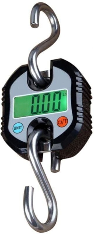 Cyslmuk - Schwarze Gepäckwaage, hängende Gepäckwaage, Angelwaage, bis zu 150 kg, mit LCD-Display und Schälfunktion, 2 ab...