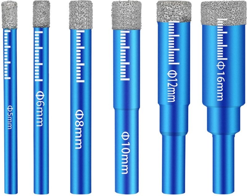 Shining House - Bohrfutter-Diamantbohrer-Set, 7-teiliges Diamantbohrer-Set, Diamantbohrer-Set, Metallbohrer, 5/6/8/10/12...