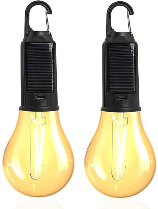 2er-Pack wiederaufladbare LED-Campingleuchte mit 3 Helligkeitsmodi, wasserdichte Campingleuchte für Camping, Stromausfal...