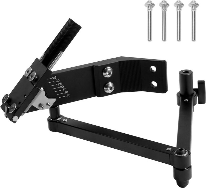 Mophorn Rasenmäher-Klingenschärfer, 15°-45° einstellbar, Schärfgerät für Rasenmäherklingen mit 4 Adapterstiften, Kugella...