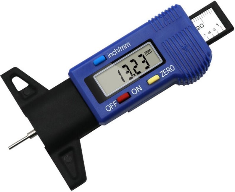 Linghhang - Reifentiefenmesser (Blau), Digitaler Profiltiefenmesser, Profilmesser mit LCD-Anzeige, 0-25 mm