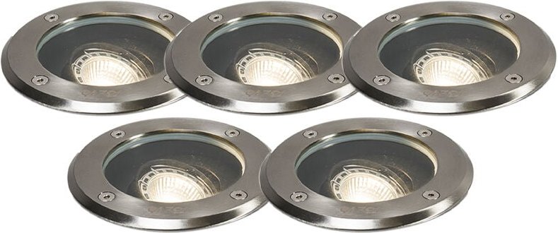 Set mit 5 Außenbodenspots Edelstahl IP65 - Delux