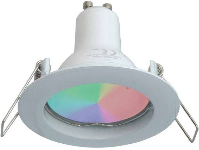 Trade Shop Traesio - Trade Shop - 6W LED-Einbaustrahler 6CM rund RGB+6000K rgbw GU10 Farbige Lichteffekte 230V - Weiß