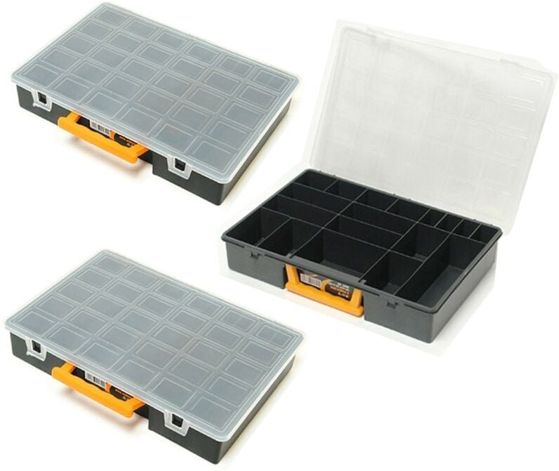 Dema - Set 3x Sortimentskasten Sortierkasten Kleinteilemagazin Werkzeugkasten 18 Fächer