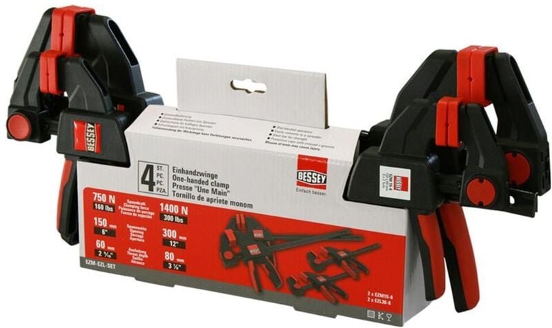 Einhandzwingen-Set (2x EZM15-6 und 2x EZL30-8) - Bessey