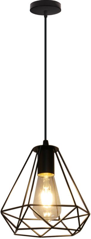 Pendelleuchte Hängelampe mit Käfig Ø20cm Diamant Lampen im Industri Stil für für Wohnzimmer Esszimmer Schwarz 1PCS