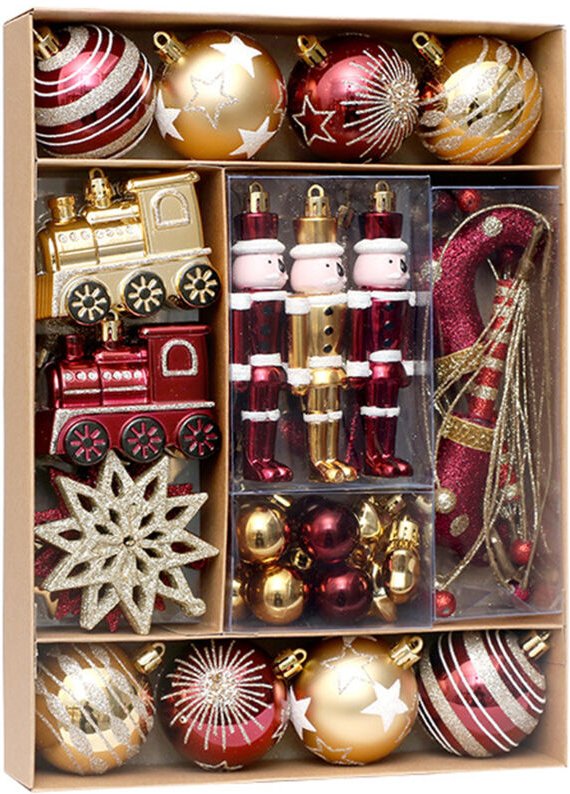 Winterdekorationsset, 50-teilig, für drinnen und Weihnachtsbäume