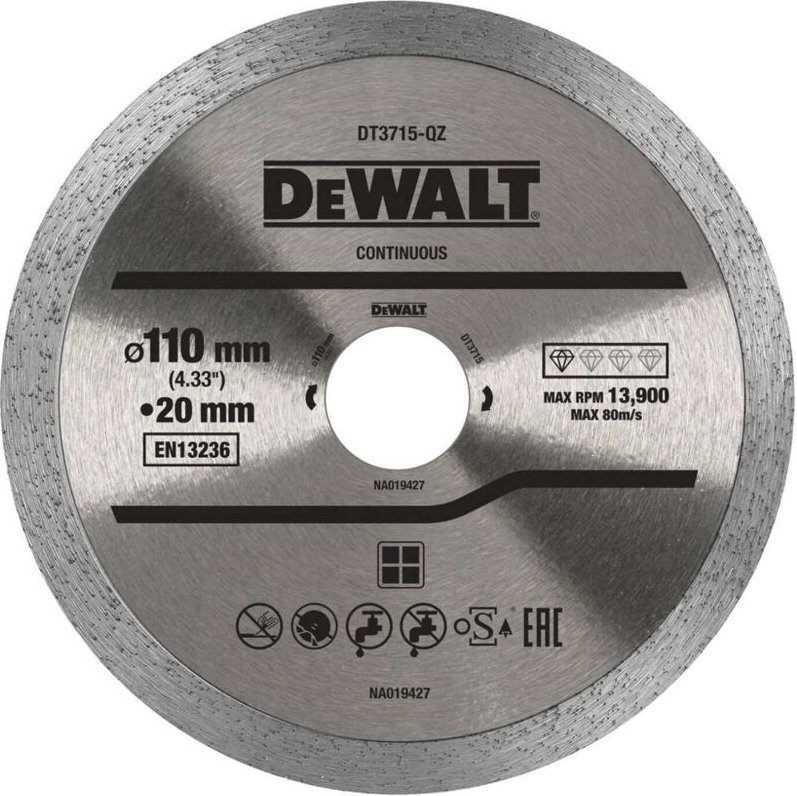 Zubehör - Diamanttrennscheibe Marmor, Porzellan und Granit 110x20 mm DT3715 - Dewalt
