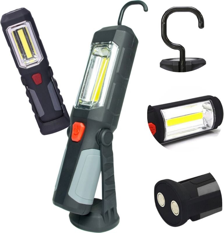 Werkstatt-Taschenlampe, Magnet, LED-Lampe, Batterien, stark, Garage, Vatertag