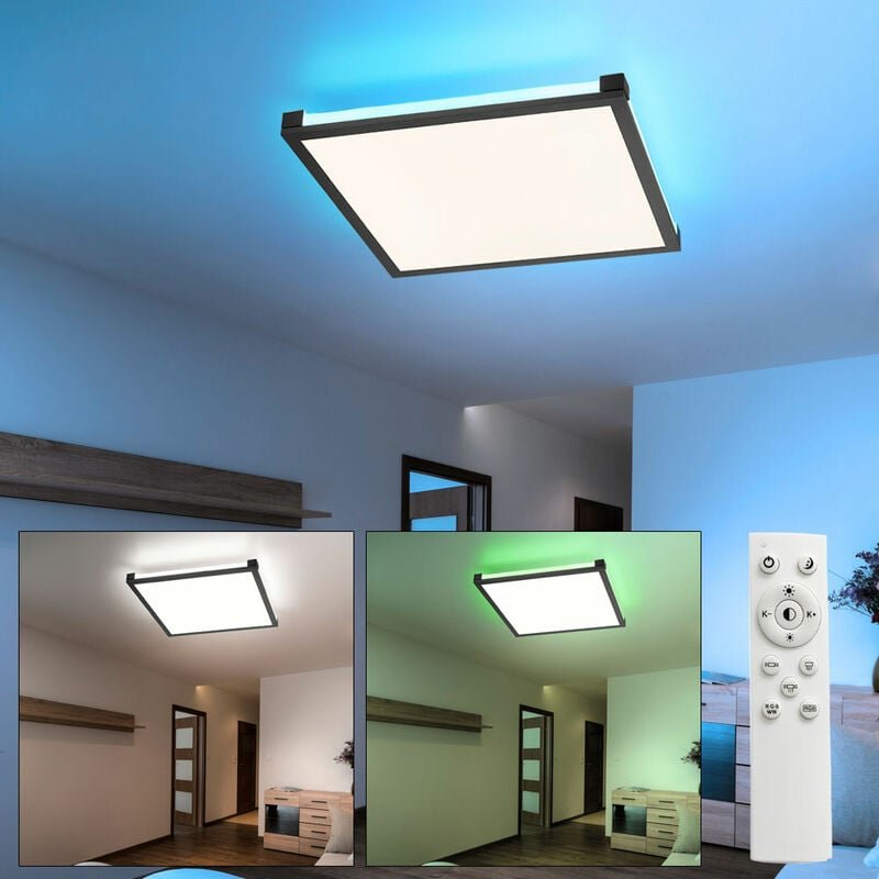 Thumbnail - Etc-shop - Panel Deckenleuchte Schlafzimmer Backlight Deckenlampe rgb led Panel cct Fernbedienung, Metall Kunststoff sch...