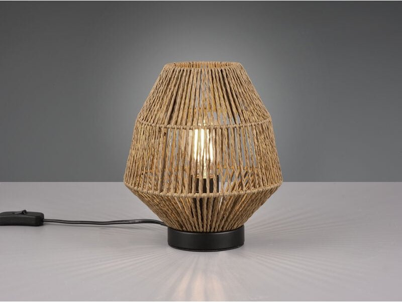 Meinewunschleuchte - Kleine led Tischleuchte mit Papier Lampenschirm im Boho Stil, Höhe 20cm