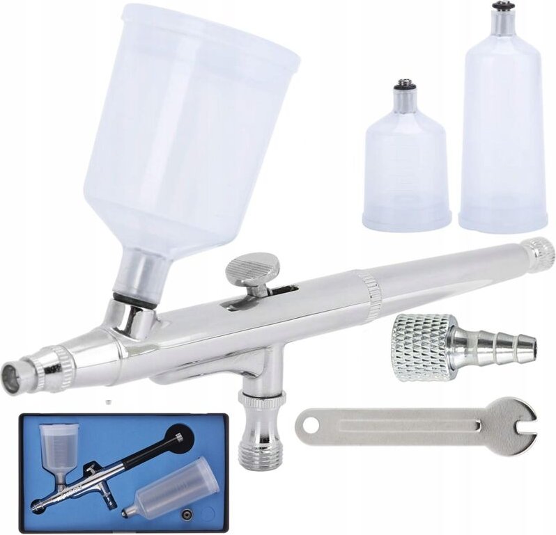 Lackier-Airbrush im Koffer mit zwei Tanks, 0,5 mm Düse