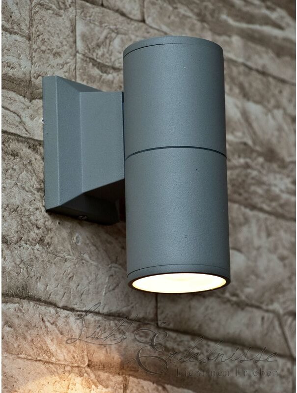 Licht-erlebnisse - Außenlampe Wand Grau E27 Aluminium