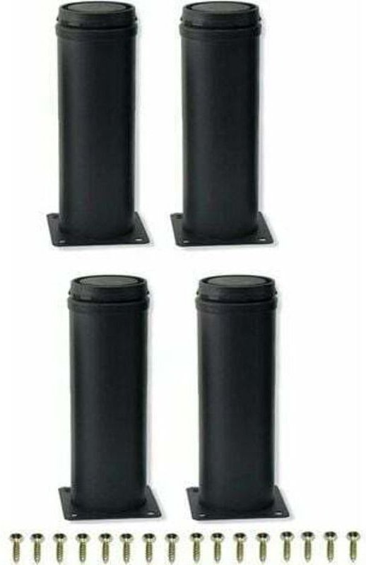 4er-Set verstellbare Möbelfüße aus schwarzem Edelstahl, 15 cm, für Schränke, Tische und Sofas – Ersatzfüße, Schwarz, 15 ...