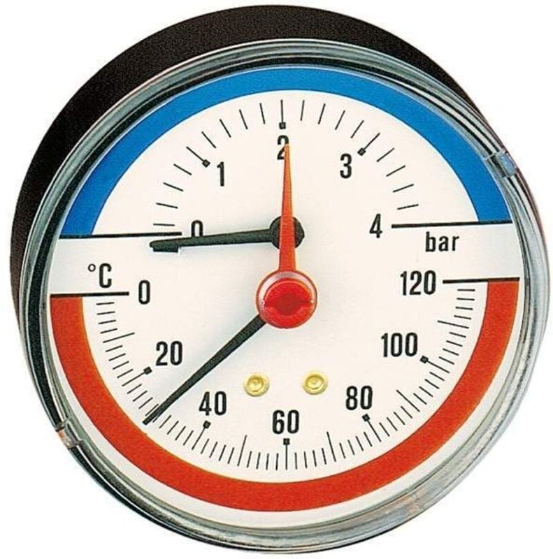 Webmarketpoint - Thermomanometer, 1/2' Anschluss hinten. Bar 0-4, 0-120 °c Caleffi 503040 0-4