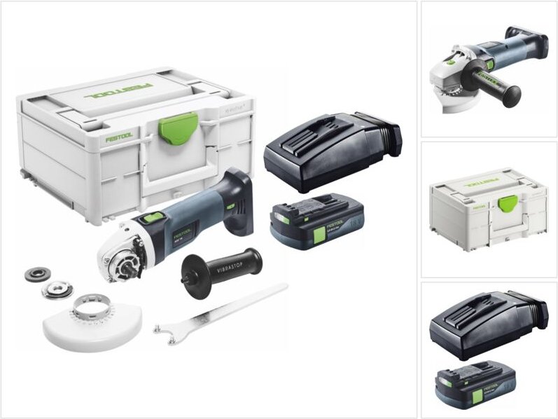 Agc 18-125 EB-Basic Akku Winkelschleifer 18 v 125 mm Brushless + 1x Akku 3,0 Ah + Ladegerät + Systainer - Festool
