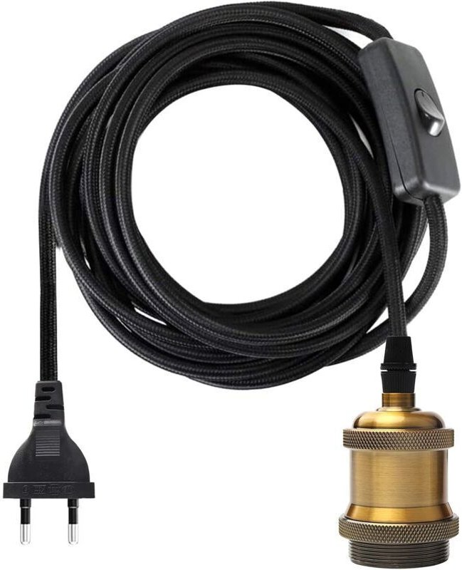 E27-Fassung mit Schalter, 3,5 m langes Textilkabel für Retro-Edison-Glühbirnenfassung/Dynamische Pendelleuchte/Kreativ-D...
