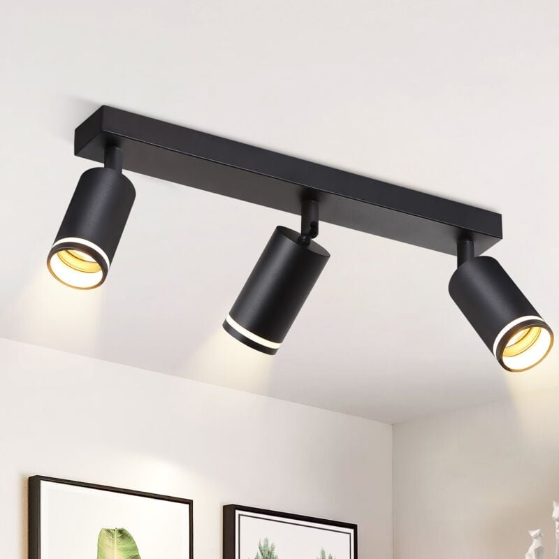 Thumbnail - Deckenlampe led Deckenstrahler: Schwarz Deckenleuchte GU10 Spots Wohnzimmerlampe 4 Flammig Küchenlampe Eckig Flurlampe S...
