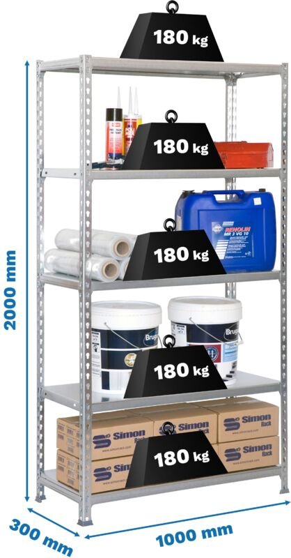 Simonrack SIMONCLICK PLUS 5/300 Metallshelf grau/gala