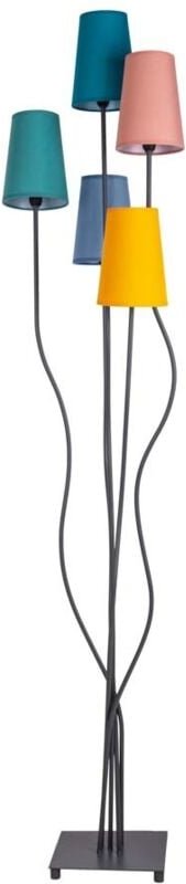 Stehlampe Beistellleuchte Standleuchte Textil bunt Metall schwarz 5-Flammig E14