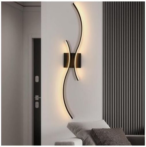 Wandleuchte im nordischen Design, Schwarz, 80 x 15 x 4,5 cm, 3000 k warmes Licht, 25 w, Moderne Dekoration für geräumige...