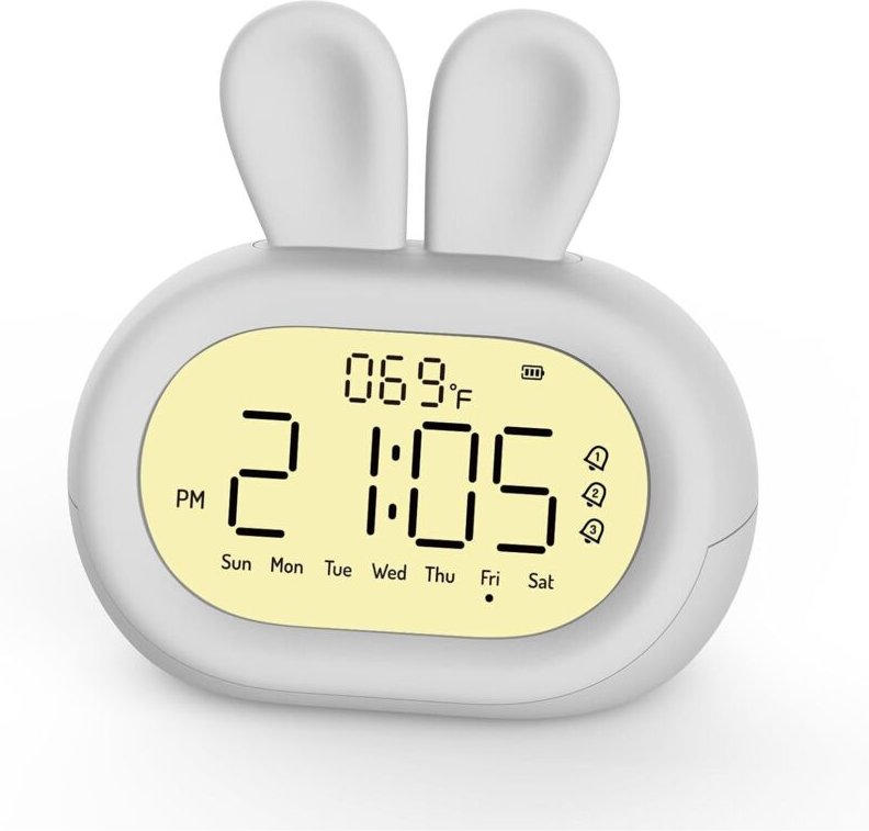 Digitaler Wecker in Kaninchenform für Kinder, digitaler Wecker für Kinder, süße Kaninchen-Dekoration, Nachtlichtuhr für ...