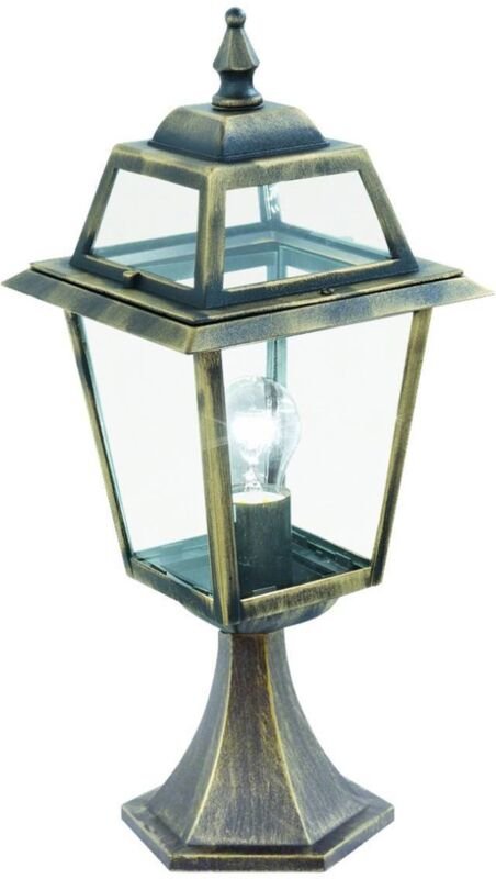 New Orleans - 1 leichte Außenpodestlaterne schwarz, Gold IP44, E27 - Searchlight