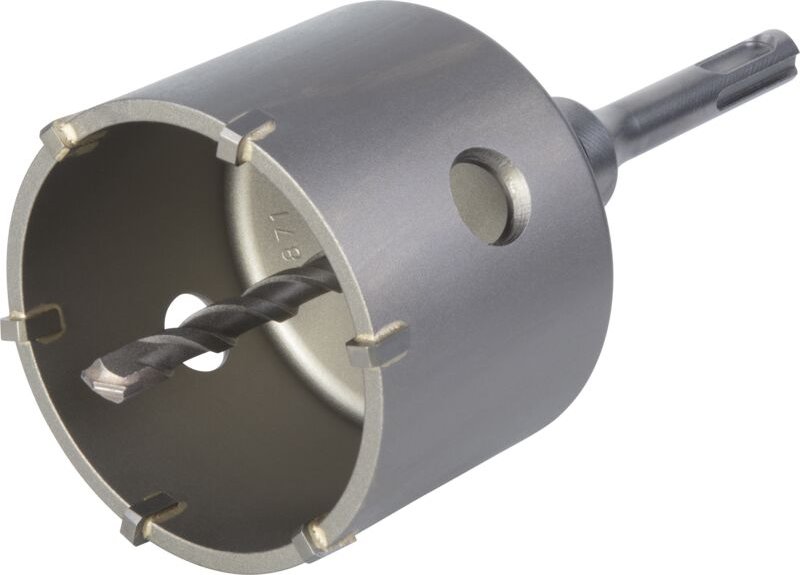 Thumbnail - I BohrkroneI 5460000 Ihartmetallbestückt, mit Spanndorn SDS-Plus, ø 76 mm, Schnitttiefe 46 mm, für Elektro- und Sanitäri...