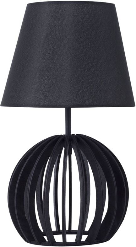 Beliani - Tischlampe Schwarz Holz 41 cm Stoffschirm Lampenfuß in Gitteroptik Kabel mit Schalter Landhausstil