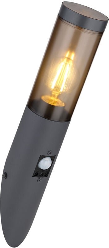 Globo - Außenwandleuchte boston Anthrazit & Rauchfarben mit Bewegungsmelder, Höhe 41cm