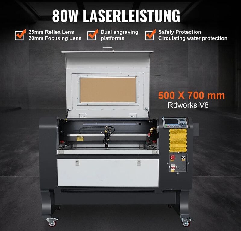 SIHAO 80W CO2 Laser Graviermaschine 500x700mm Laserschneiden Lasergraviere RUIDA