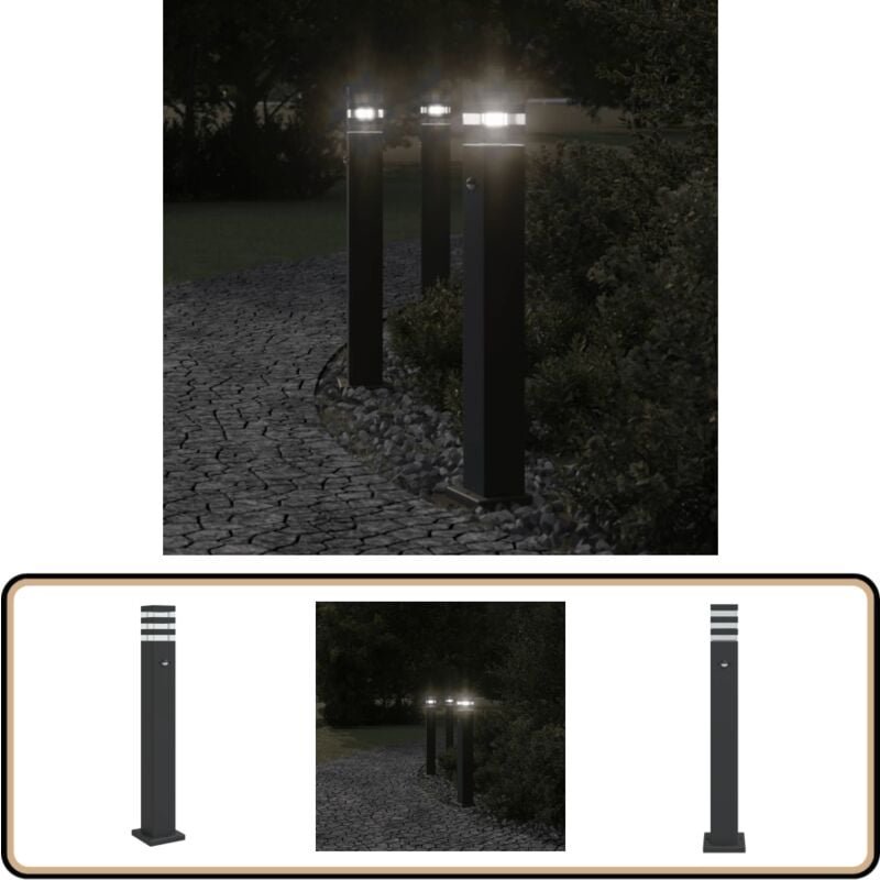 Thumbnail - Vidaxl - Wegeleuchte mit Bewegungsmelder Schwarz 80 cm Aluminium - Außenbeleuchtung - LED-Strahler - Gartenlampe - Siche...