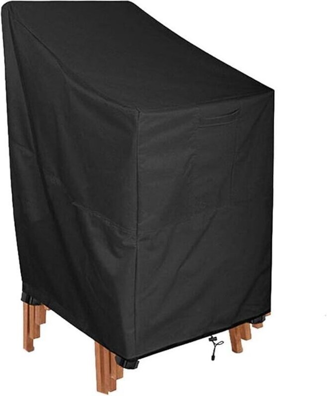 1 Gartenstuhlhülle, wasserdicht und UV-beständig, winddicht, für stapelbare Liegestühle, 114 x 85 x 65 cm