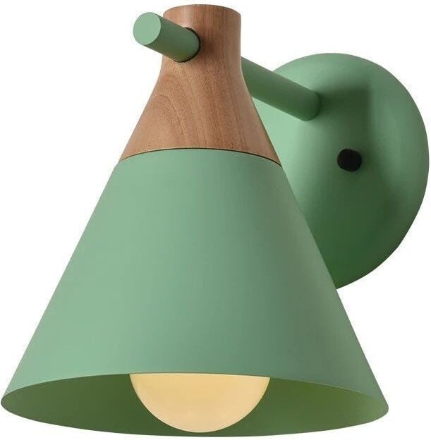 Moderne Industrielle Wandlampe Holz Metall Wandleuchte Grün Innen Wandbeleuchtung für Schlafzimmer Wohnzimmer Flur