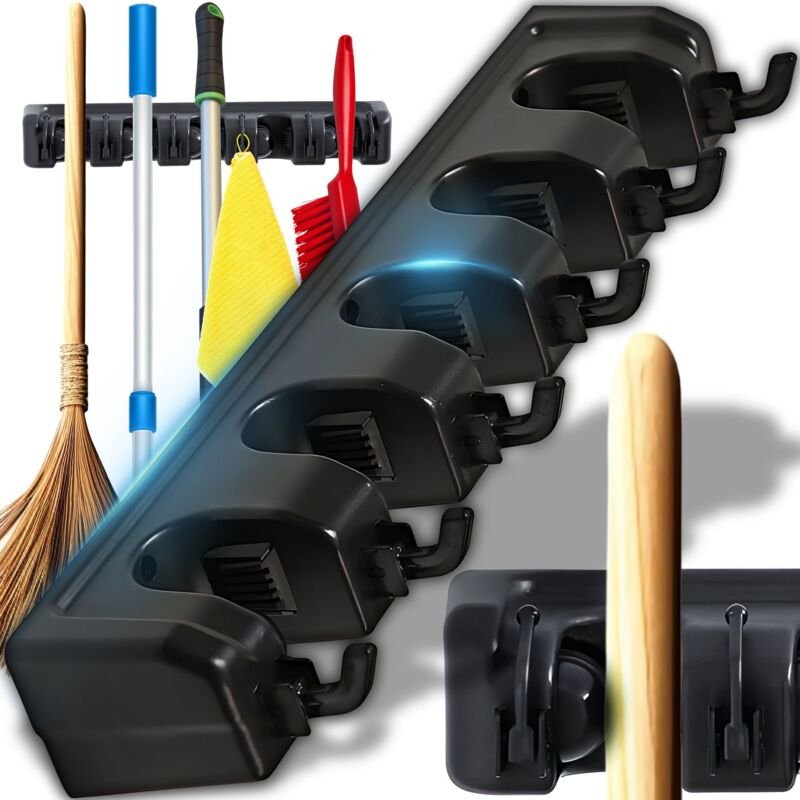 Besenhalterung Wand Halter Besen Mop Halter 6 Haken Besenhalter Gerätehalter Wandhalterung Wandhalterung Zuhause Garage ...
