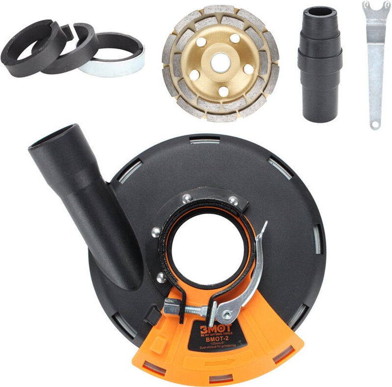 Absaughaube Betonschleifer für Winkelschleifer 125 mm Universal Staubabsaugung Diamantschleiftopf Absaugaufsatz - Swanew