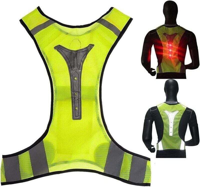 Thumbnail - Gilet de sécurité haute visibilité avec bandes réfléchissantes LED, adapté aux déplacements nocturnes en extérieur, à la...