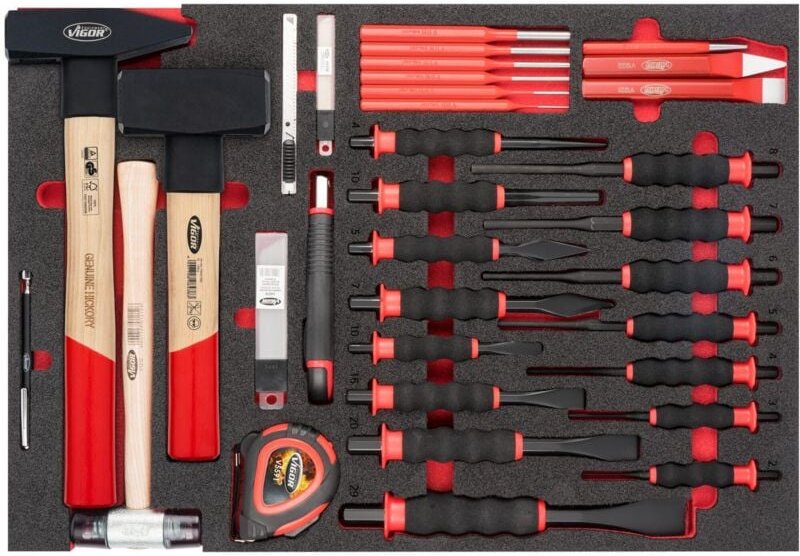 VIGOR Hammer-, Meißel- und Splinttreiber Satz, 51-tlg., Anzahl Werkzeuge: 51