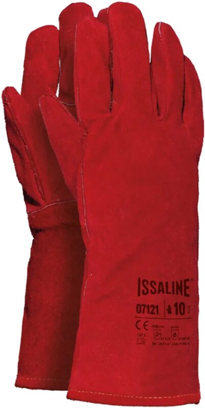 Feuerfeste Spalthandschuhe aus Rindsleder Issaline 07121 - 10 (XL) - Rot